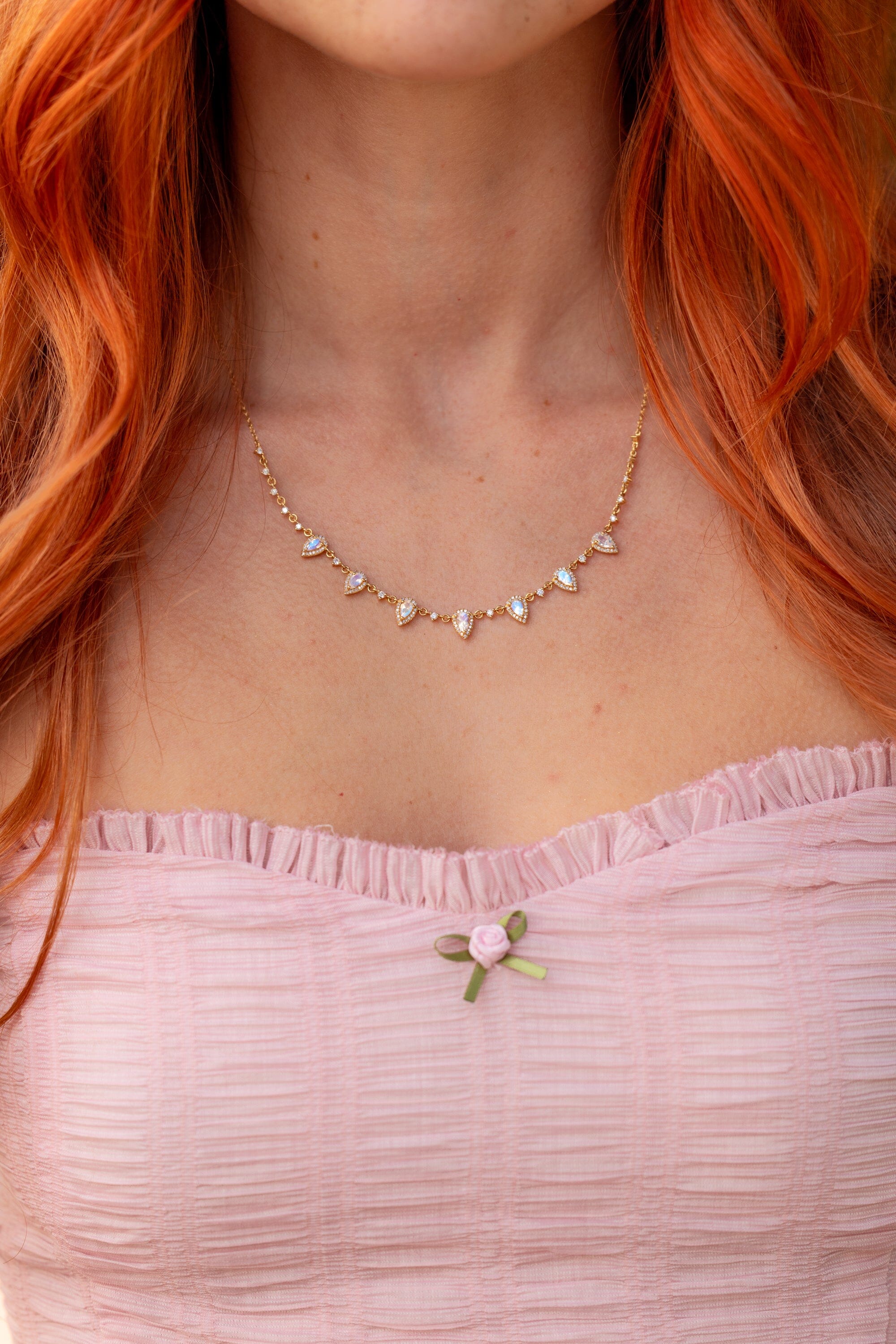 Pear Moonstone Diamond Drip Necklace Necklaces Princess Bride Diamonds
