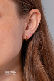 Perfect High Polish Huggie Earrings Princess Bride Diamonds 1.8mm 10mm 18K Yellow Gold
