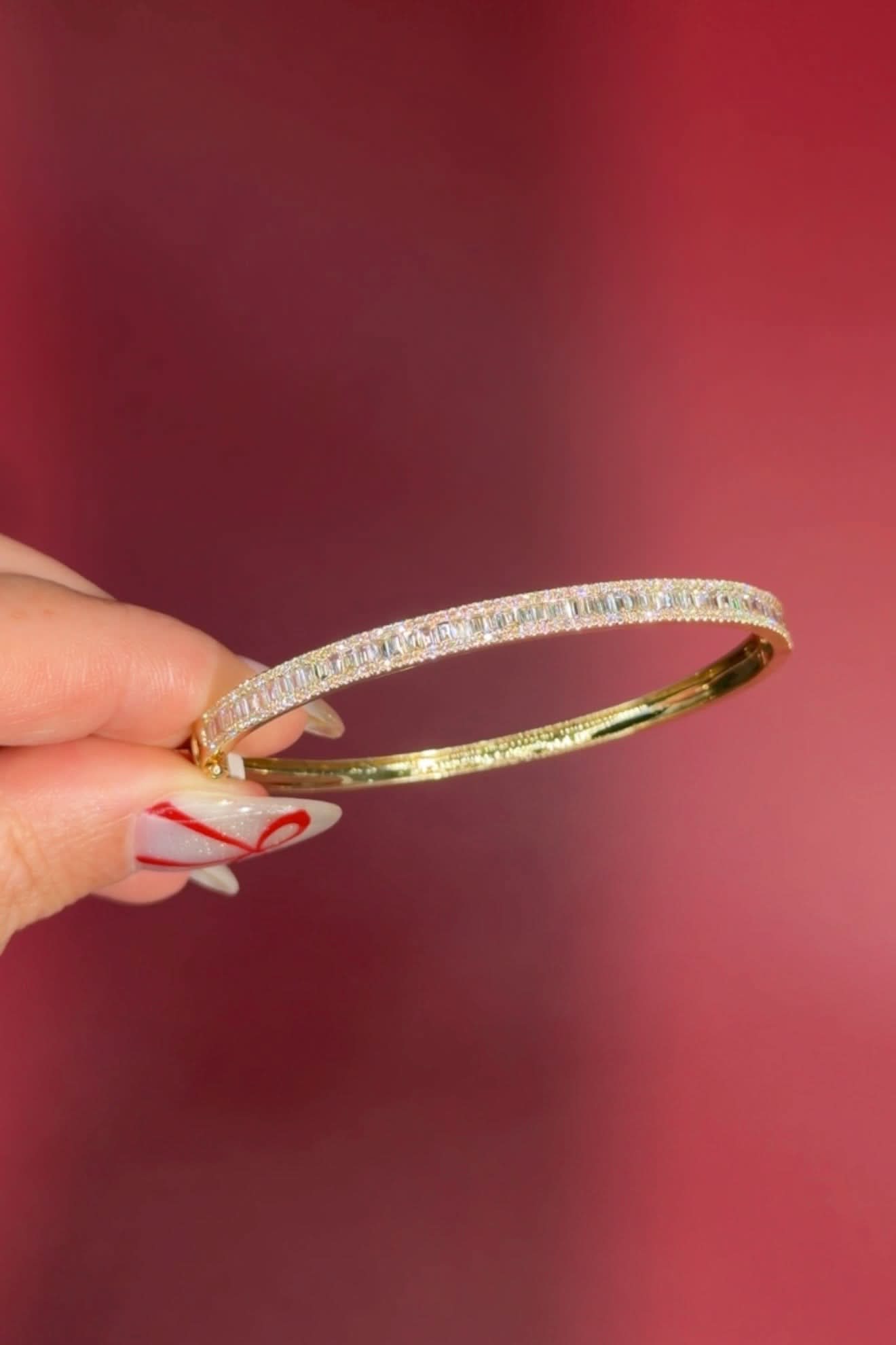 NWOT?Swarovski?Baguette Gold Bangle Watch0999987 Baguette & Princess Bangle Bracelet | Diamond Mansion main image 3