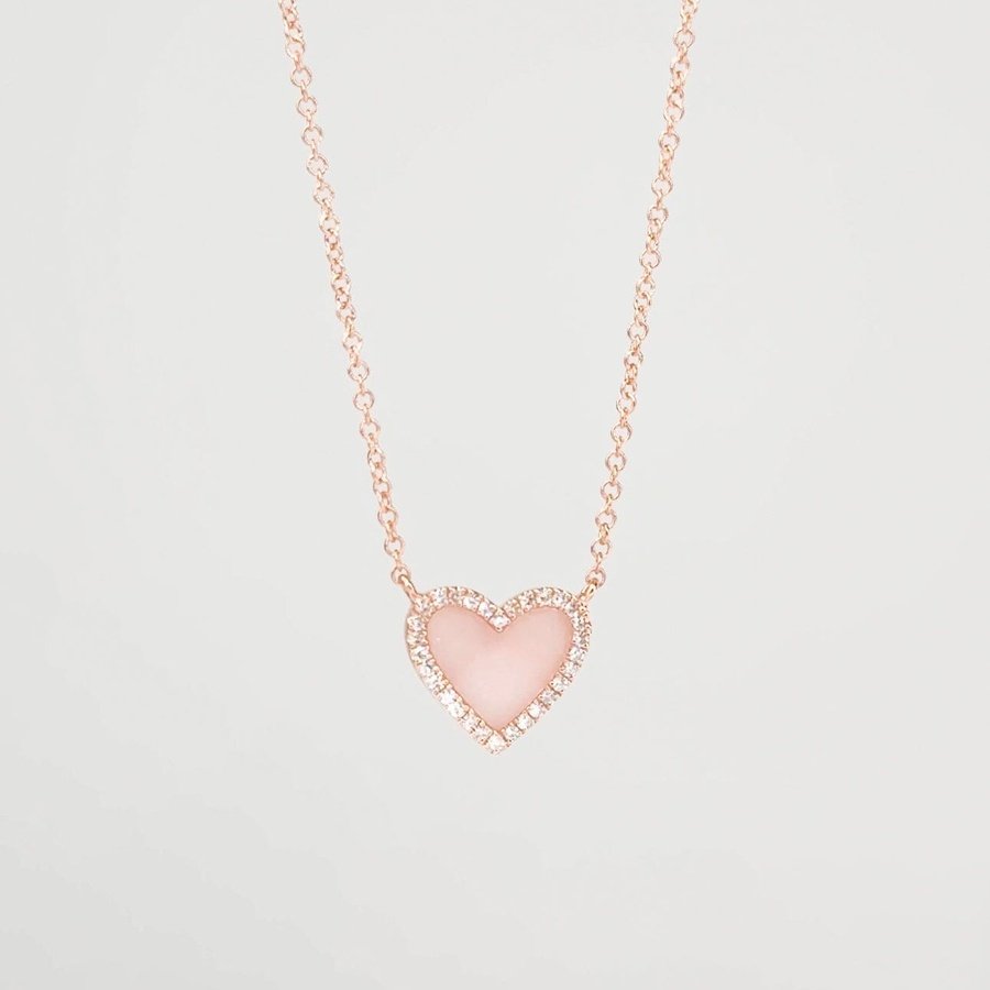 Pink Opal Heart Necklace Rose Gold Necklaces Princess Bride Diamonds