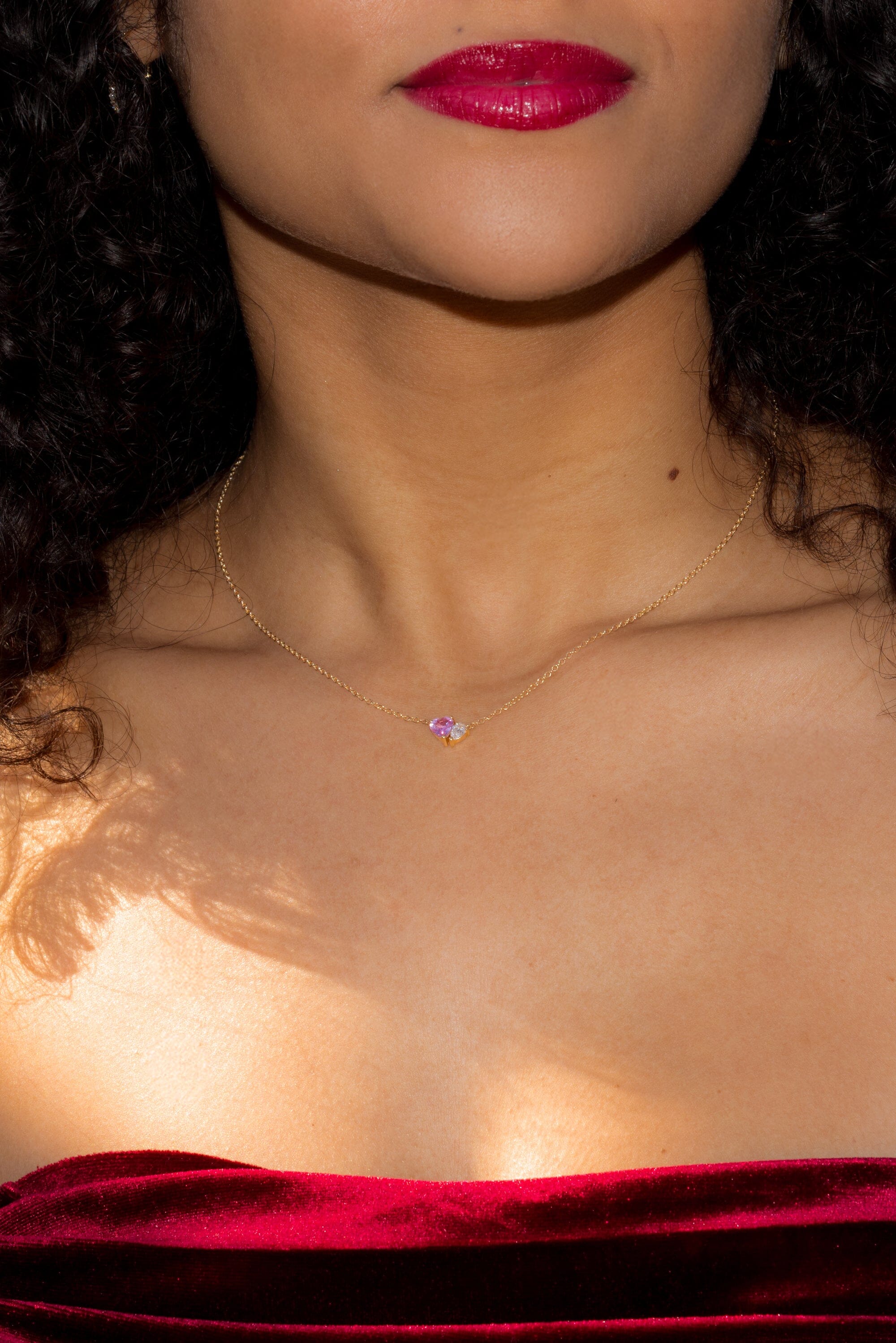 Pink Sapphire & Diamond Toi Et Moi Necklace Necklaces Princess Bride Diamonds