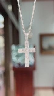 0.56ct Diamond Cross 14k White Gold Chain Necklace