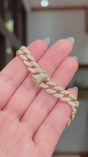 4.36ct 14k Yellow Gold Pavé Cuban Bracelet