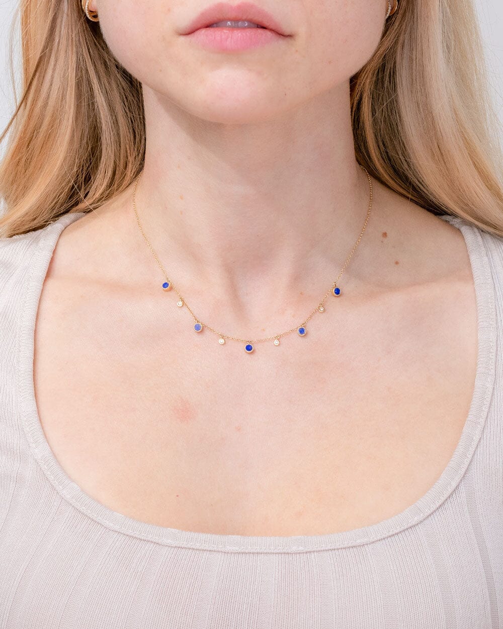 Round Bezel Lapis Lazuli and Diamonds Necklace Necklaces Princess Bride Diamonds