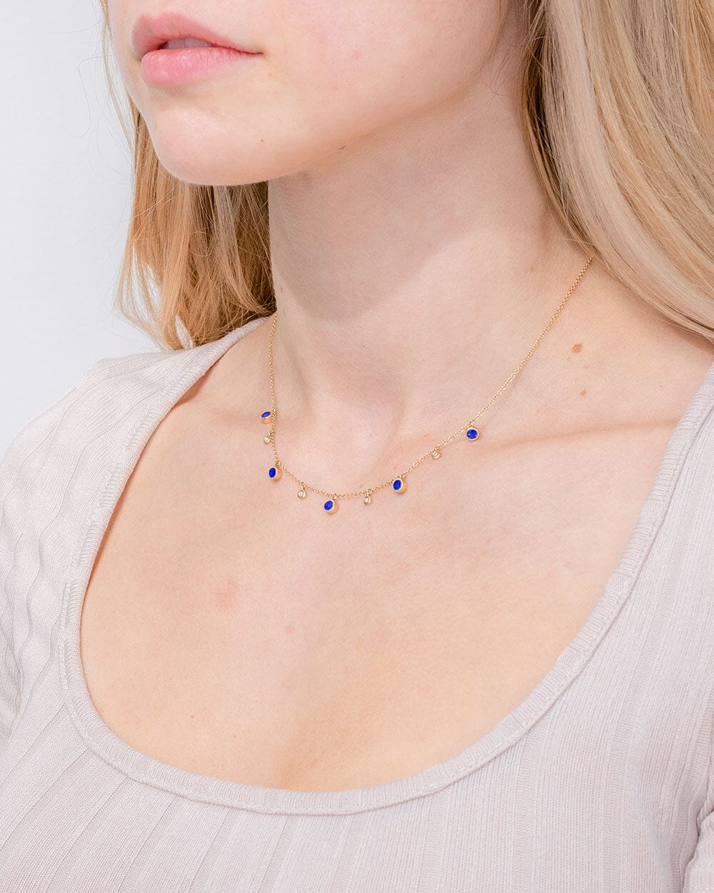 Round Bezel Lapis Lazuli and Diamonds Necklace Necklaces Princess Bride Diamonds