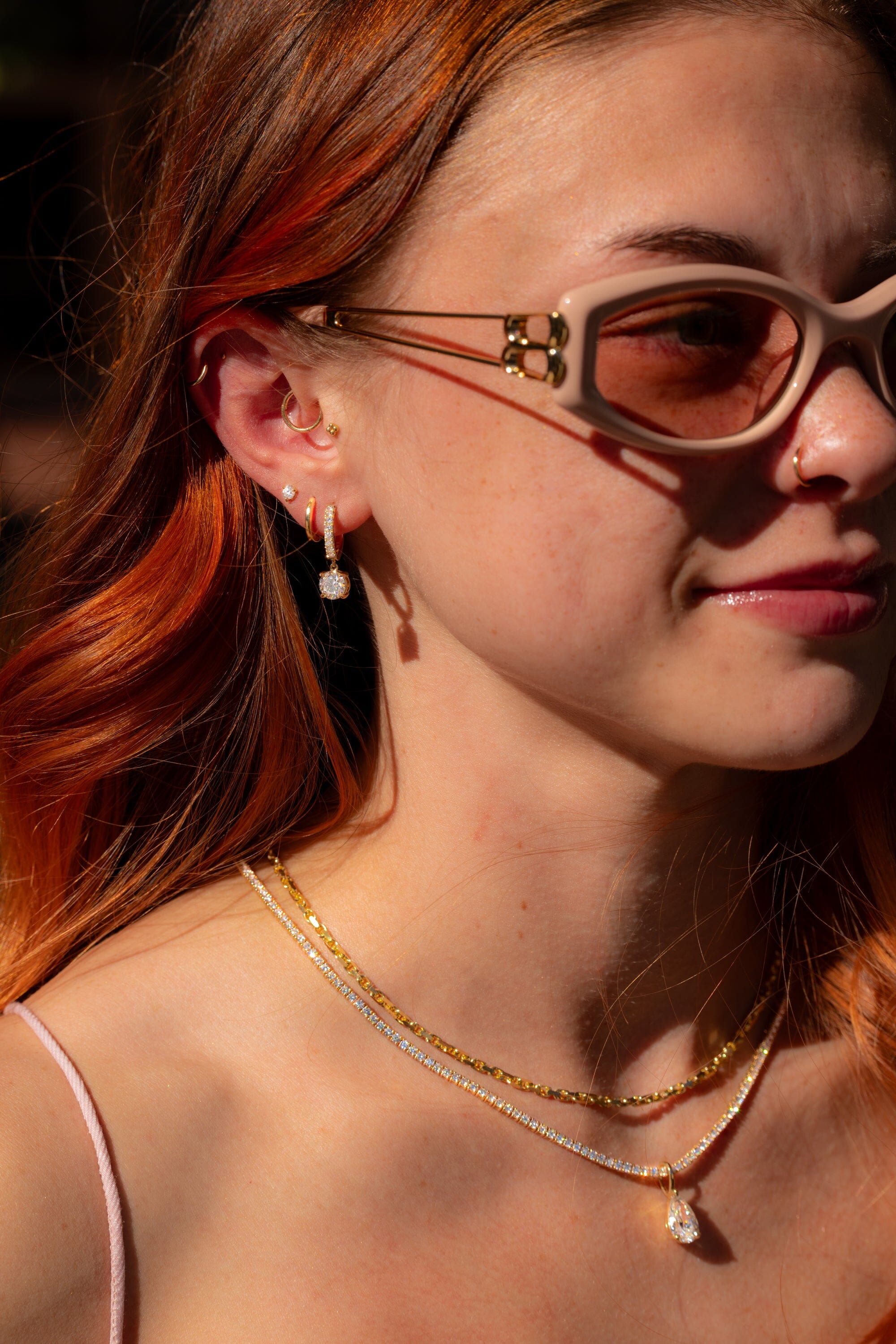 Round Drop Hoops Earrings Princess Bride Diamonds
