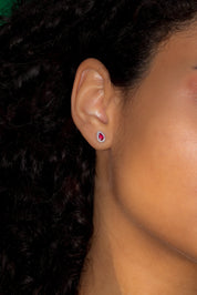 Ruby and Diamond Pear Halo Studs Earrings Princess Bride Diamonds
