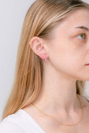 Ruby & Diamond Halo Huggies Earrings Princess Bride Diamonds