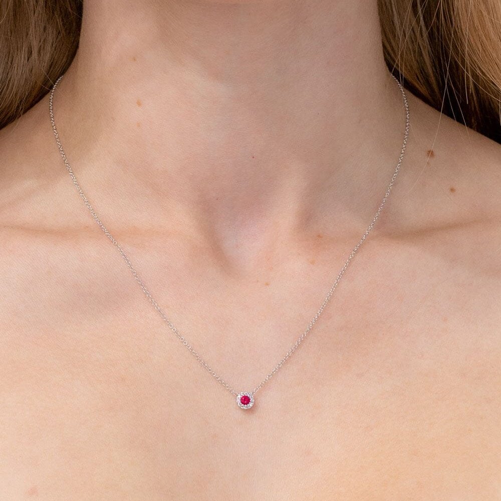 Ruby & Diamond Halo Necklace Necklaces Princess Bride Diamonds