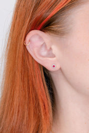 Ruby & Diamond Halo Studs Earrings Princess Bride Diamonds