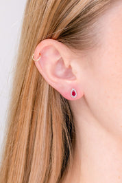 Ruby & Diamond Pear Halo Studs Earrings Princess Bride Diamonds