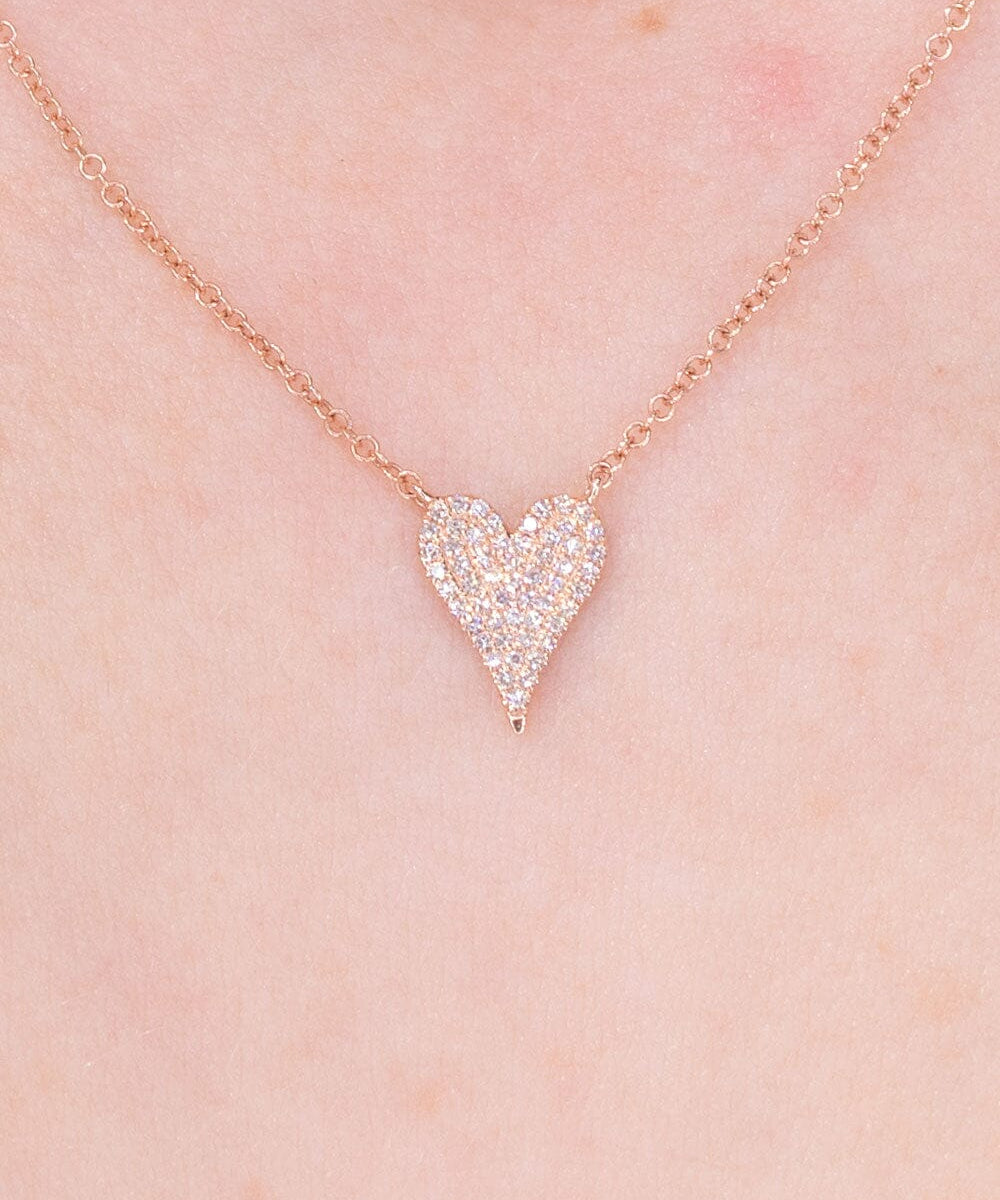 Small Pavé Heart Necklace Rose Gold Necklaces Princess Bride Diamonds 