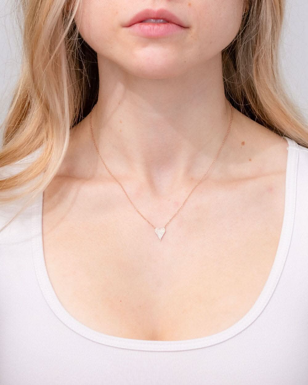 Small Pavé Heart Necklace Rose Gold - PBD Necklaces