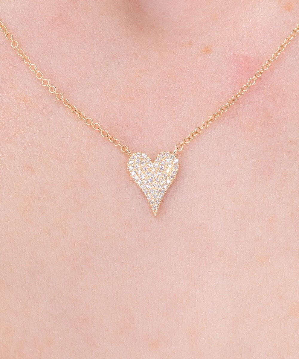 Small Pavé Heart Necklace Yellow Gold Necklaces Princess Bride Diamonds 