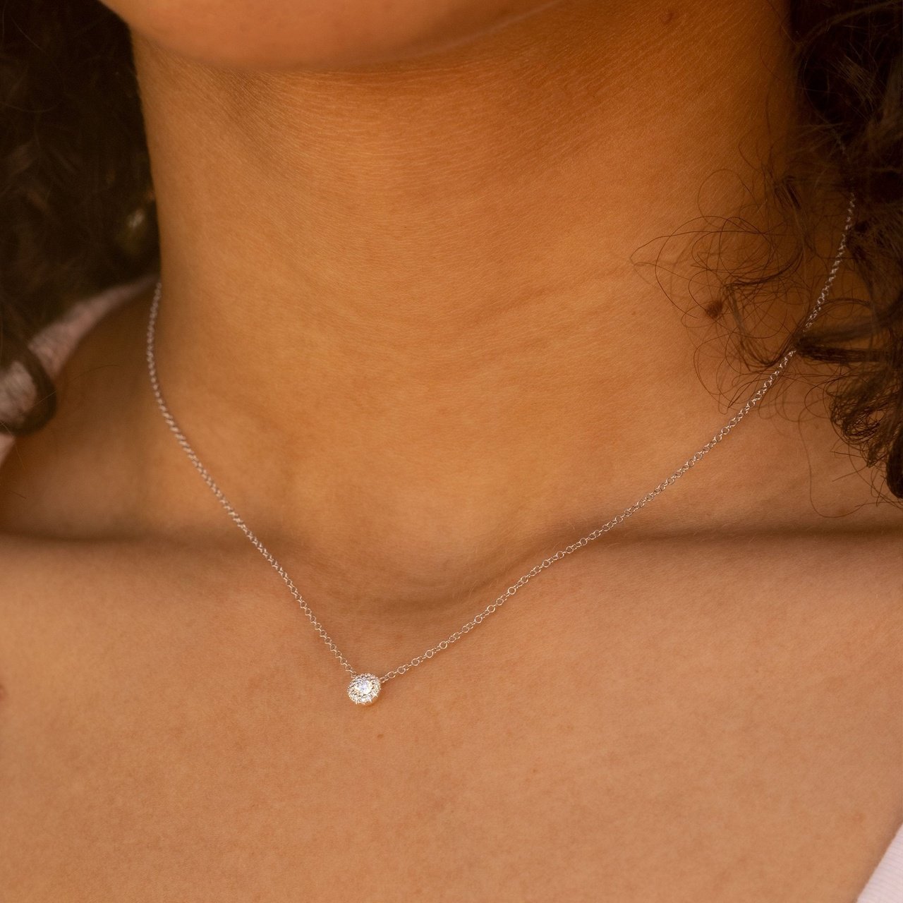 0.14cttw Diamond Halo Necklace White Gold Necklaces Princess Bride Diamonds