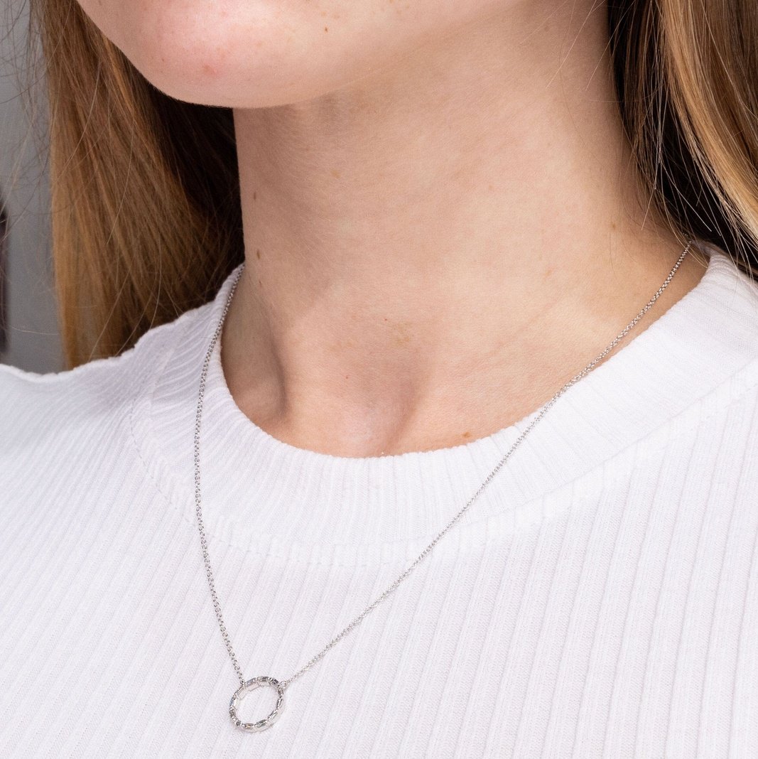 14k White Gold & Diamond Circle of Love Necklace Necklaces Princess Bride Diamonds