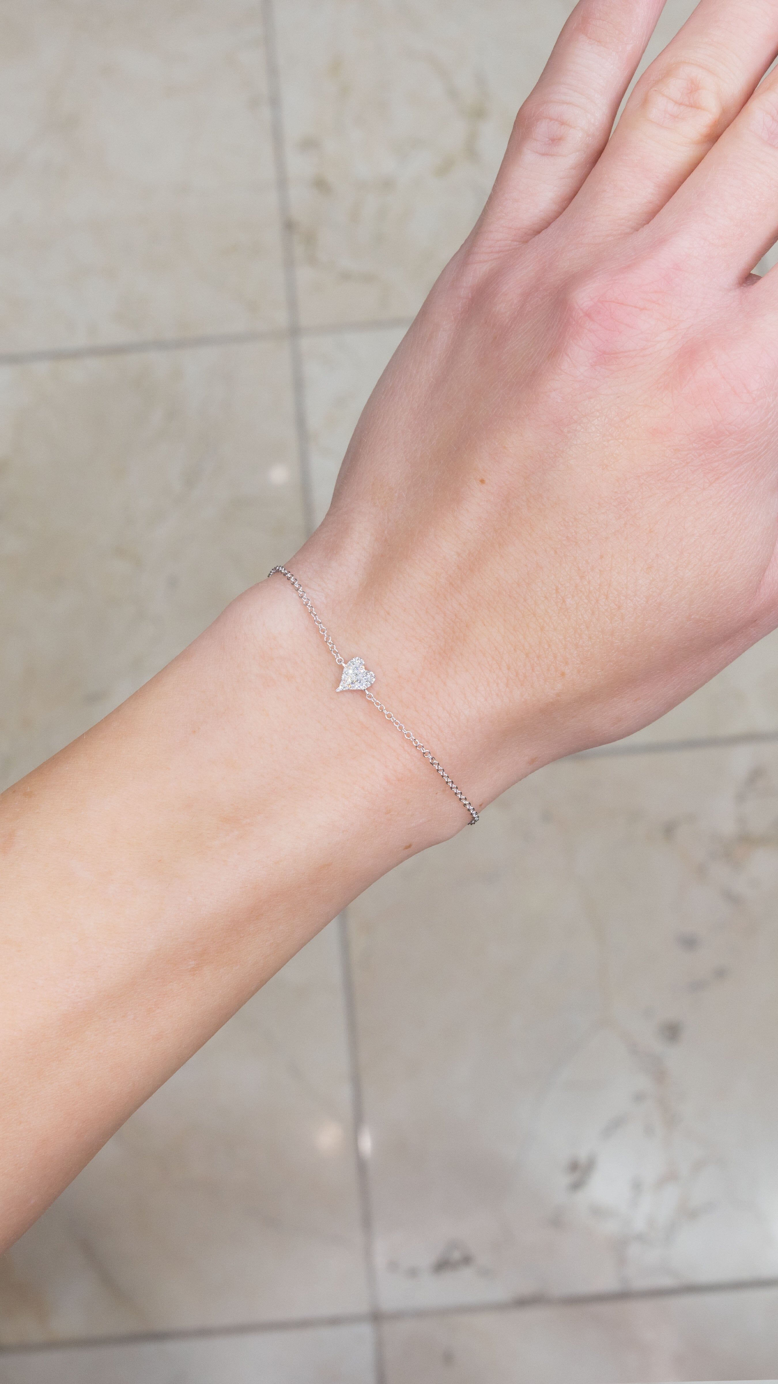 14k White Gold Pavé Heart Bracelet Bracelets Princess Bride Diamonds