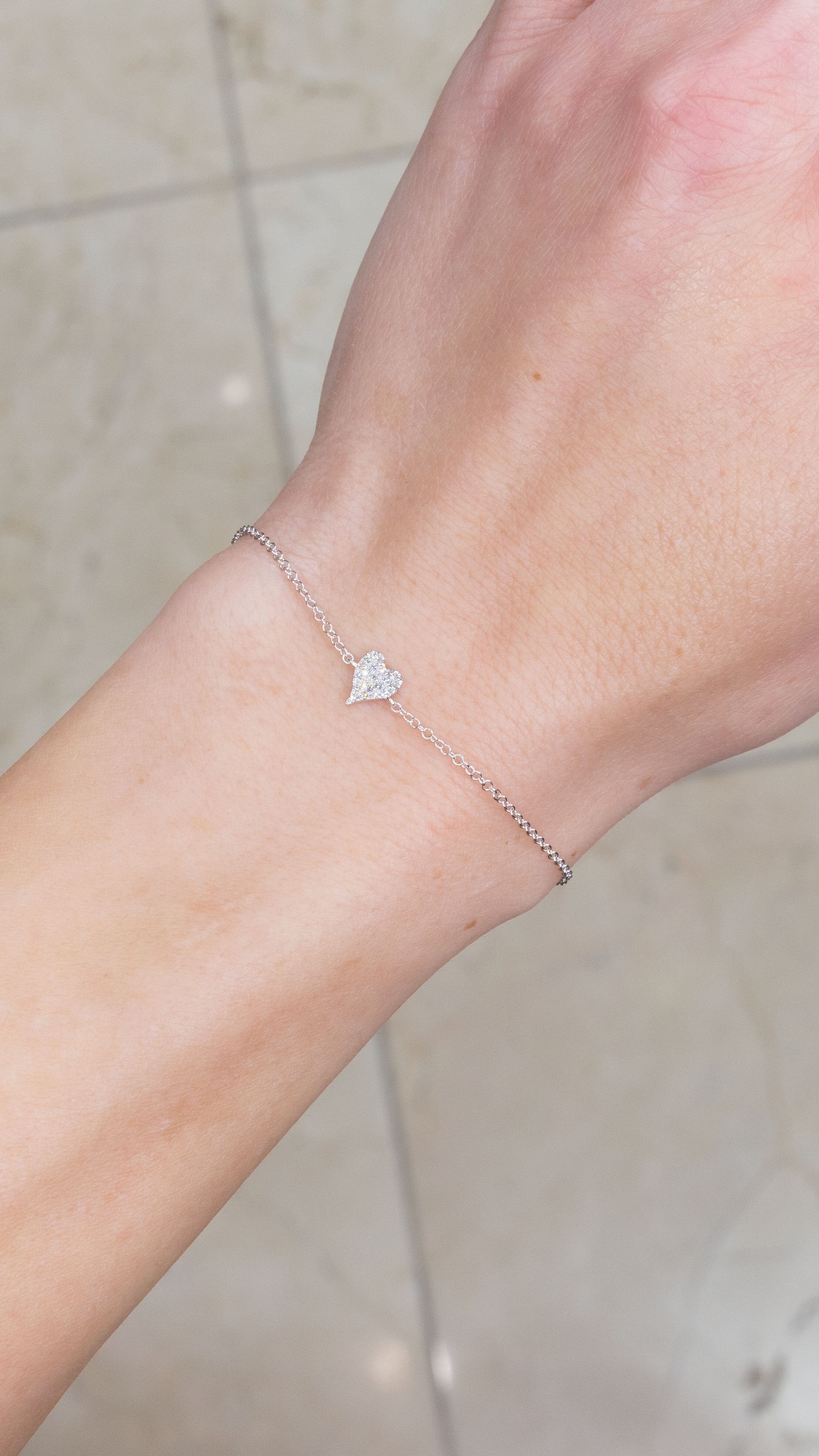 14k White Gold Pavé Heart Bracelet Bracelets Princess Bride Diamonds