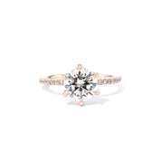 1.4mm Caraline Round Engagement Rings Princess Bride Diamonds 3 14K Rose Gold