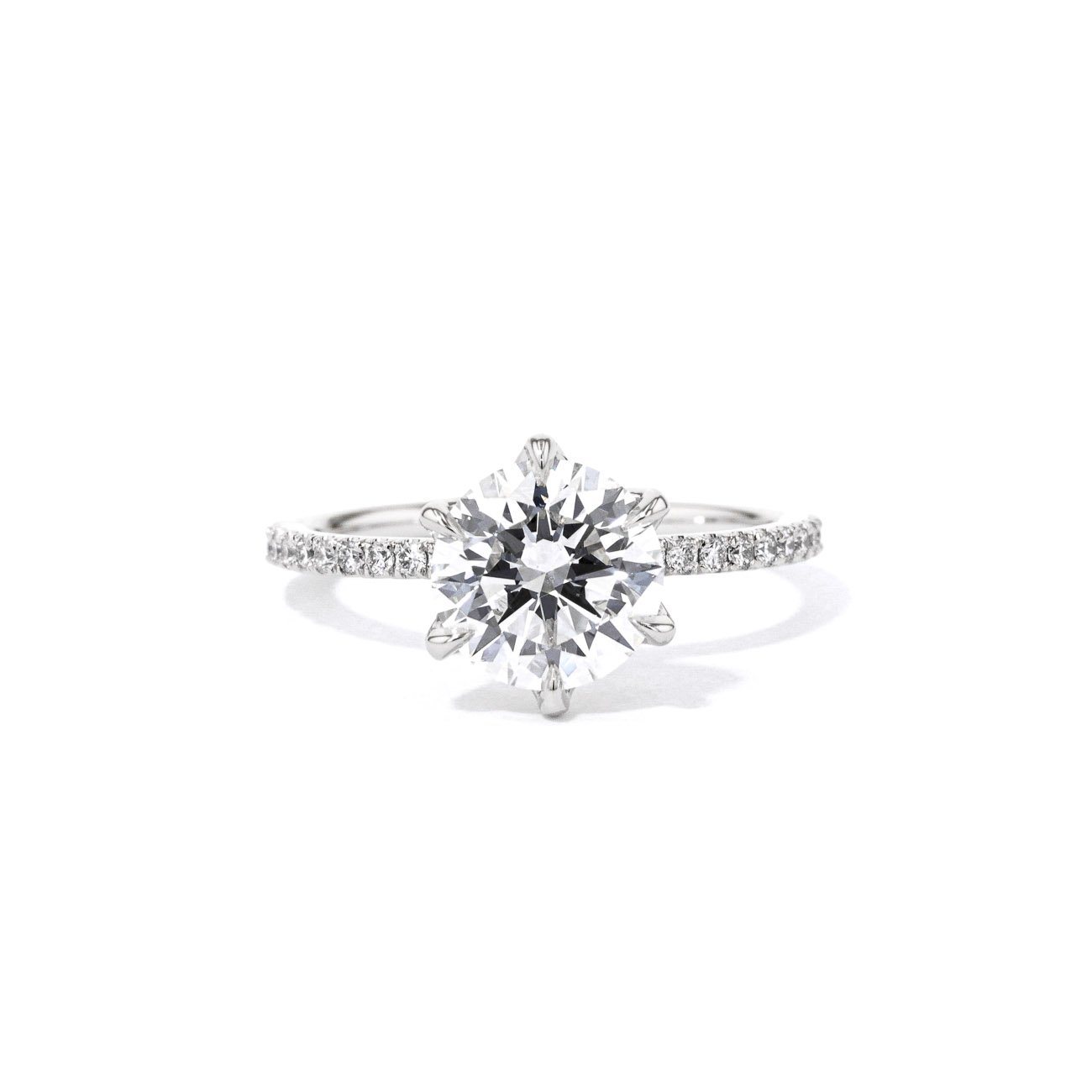 1.4mm Caraline Round Engagement Rings Princess Bride Diamonds 3 14K White Gold