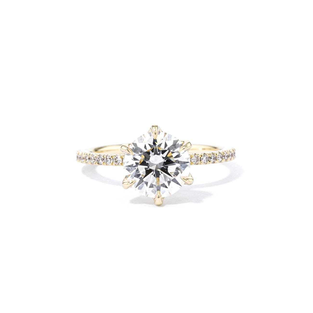 1.4mm Caraline Round Engagement Rings Princess Bride Diamonds 3 14K Yellow Gold