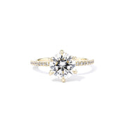1.4mm Caraline Round Engagement Rings Princess Bride Diamonds 3 14K Yellow Gold