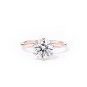 1.4mm Caraline Round High Polish Engagement Rings Princess Bride Diamonds 3 14K Rose Gold 