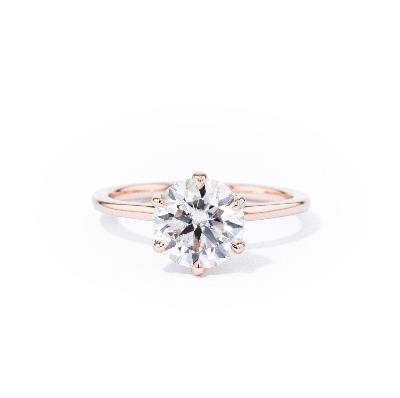 1.4mm Caraline Round High Polish Engagement Rings Princess Bride Diamonds 3 14K Rose Gold