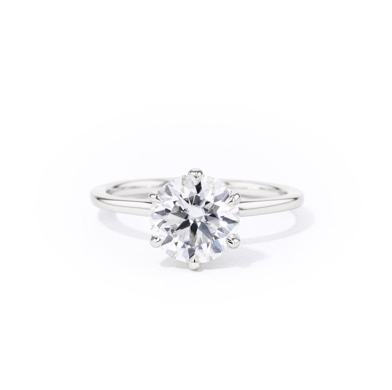1.4mm Caraline Round High Polish Engagement Rings Princess Bride Diamonds 3 14K White Gold