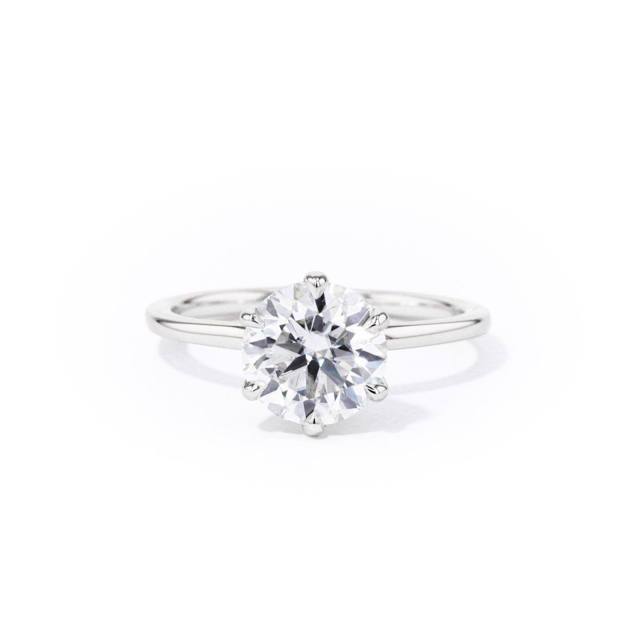 1.4mm Caraline Round High Polish Engagement Rings Princess Bride Diamonds 3 14K White Gold 