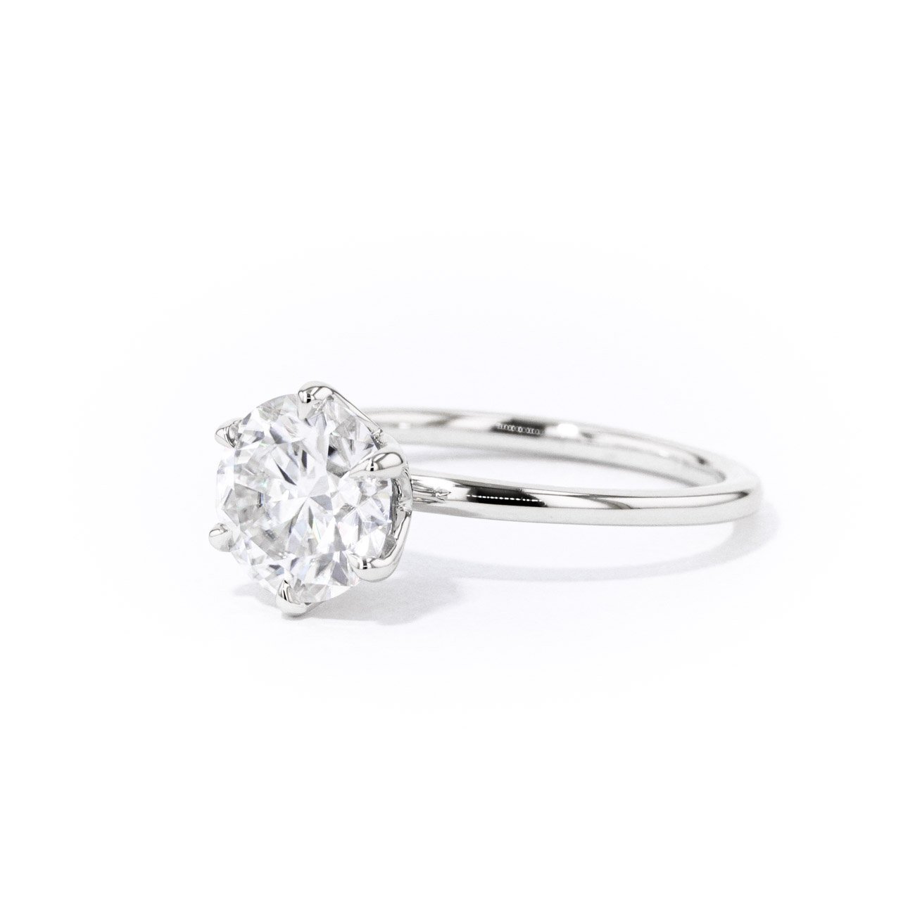 1.4mm Caraline Round High Polish Engagement Rings Princess Bride Diamonds