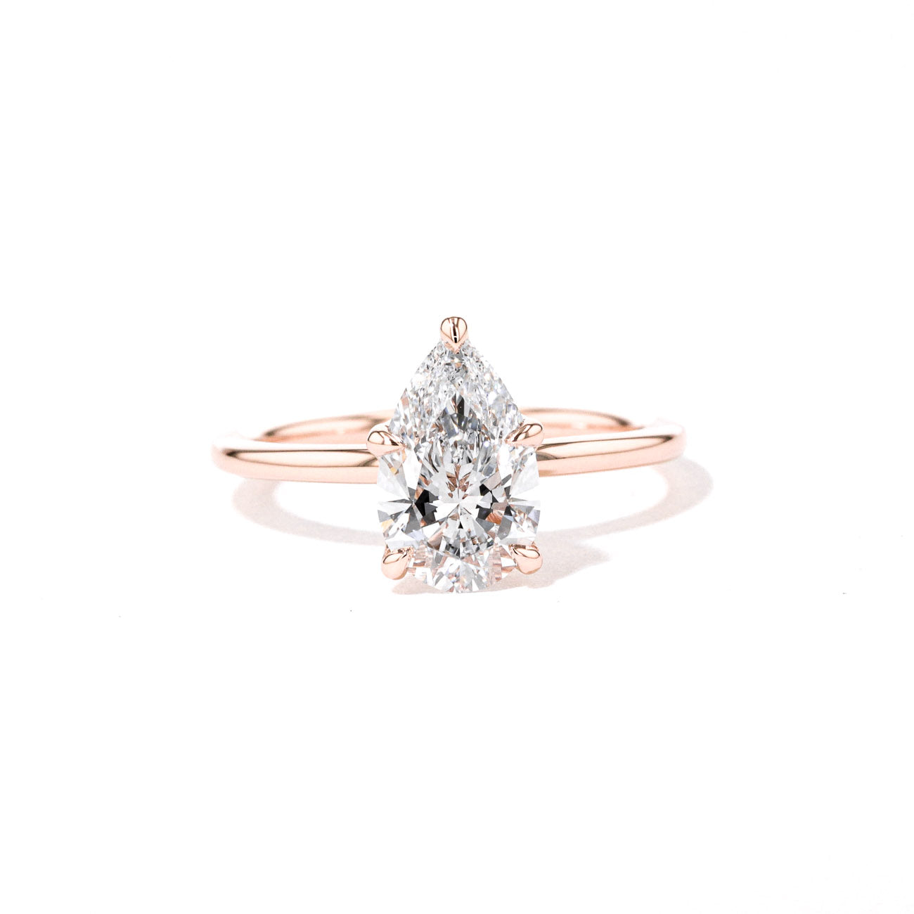 1.6mm Caraline Pear High Polish Engagement Rings Princess Bride Diamonds 3 14K Rose Gold