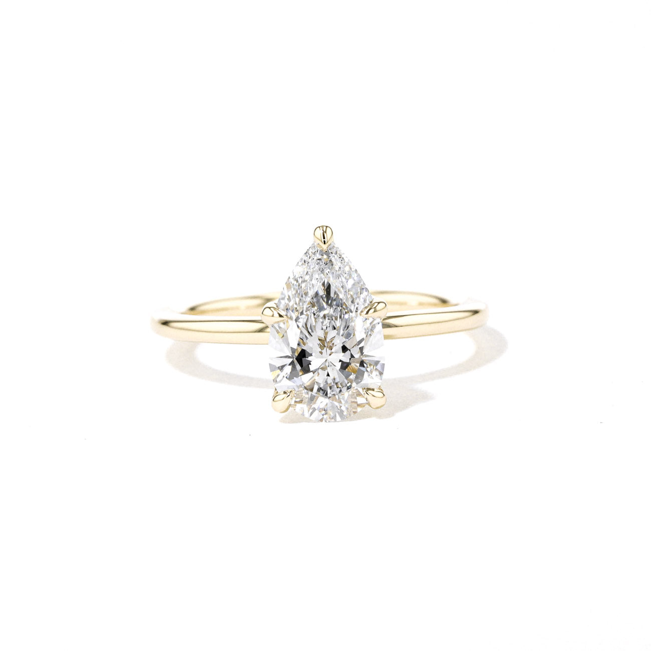 1.6mm Caraline Pear High Polish Engagement Rings Princess Bride Diamonds 3 14K Yellow Gold