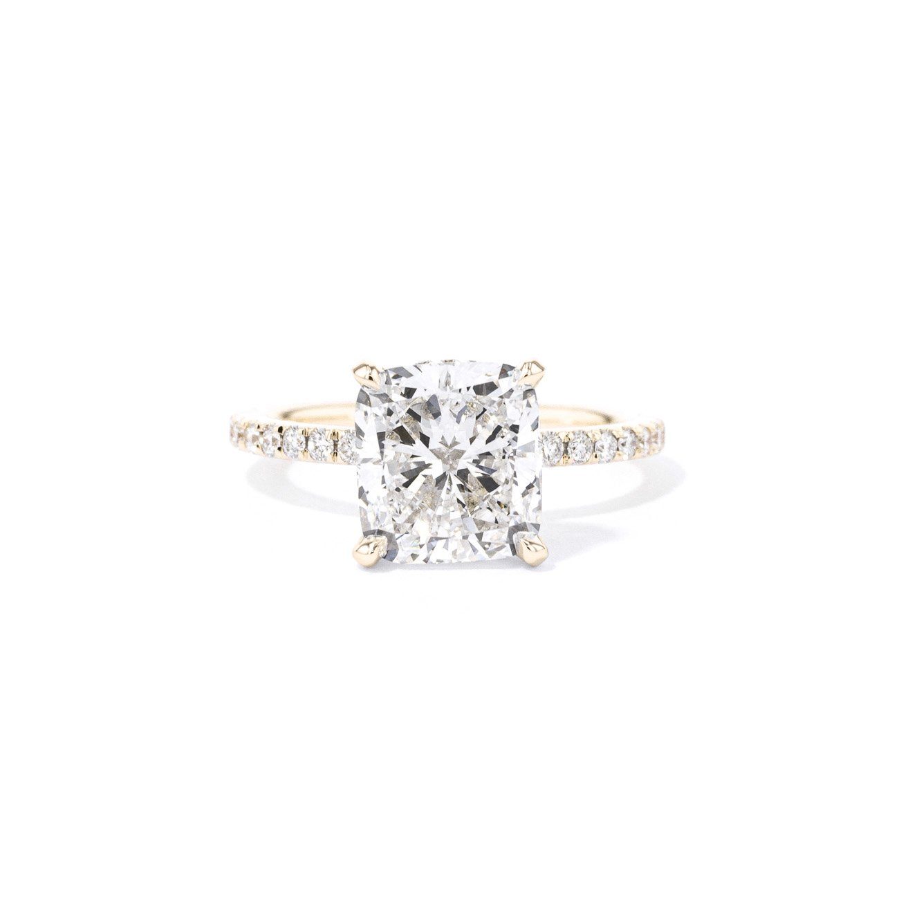1.6mm Kayla Cushion Engagement Rings Princess Bride Diamonds 3 14K Yellow Gold