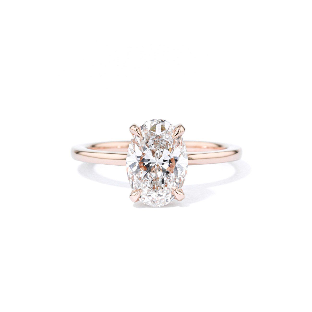 1.6mm Kayla Oval High Polish Engagement Rings Princess Bride Diamonds 3 14K Rose Gold