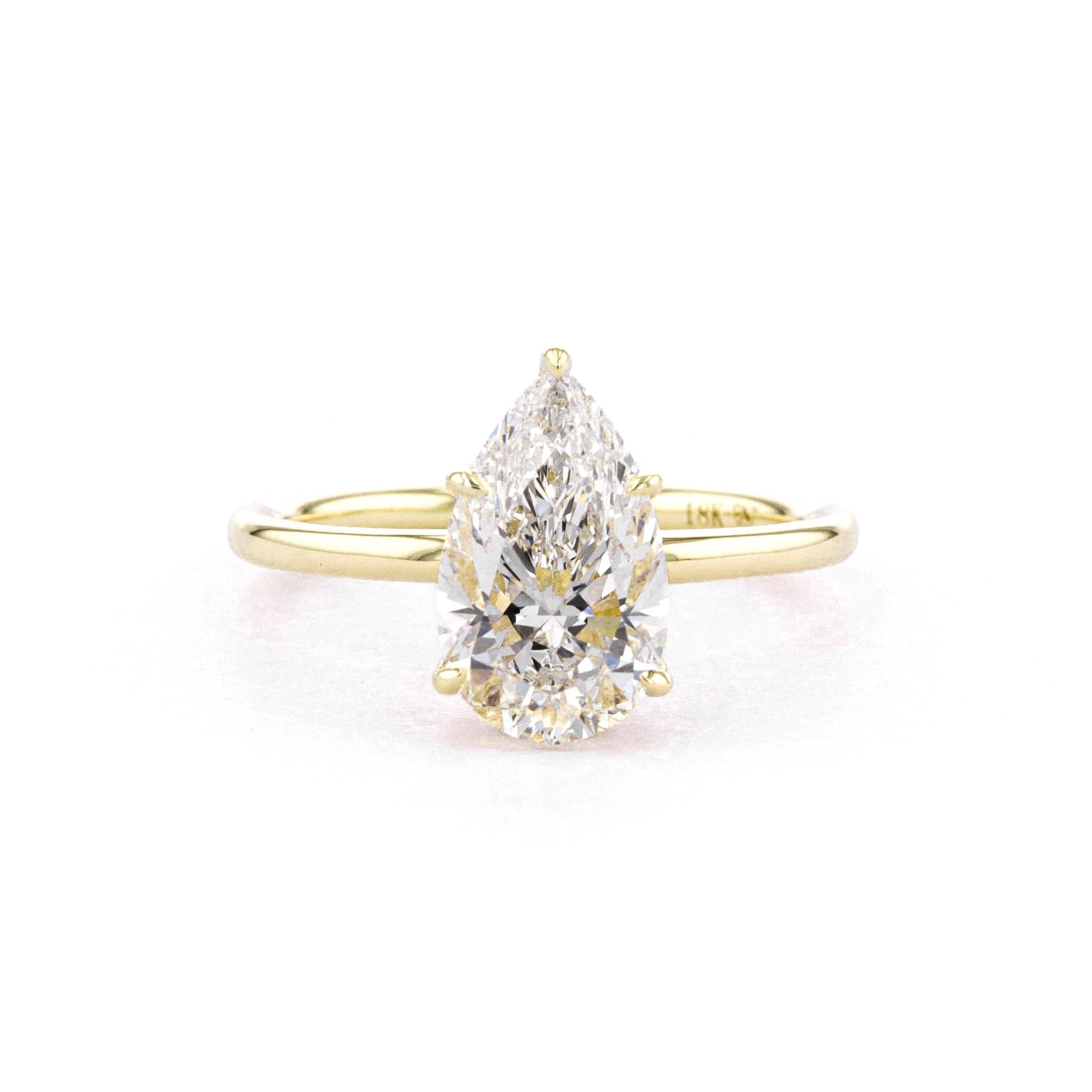 1.6mm Kayla Pear High Polish Engagement Rings Princess Bride Diamonds