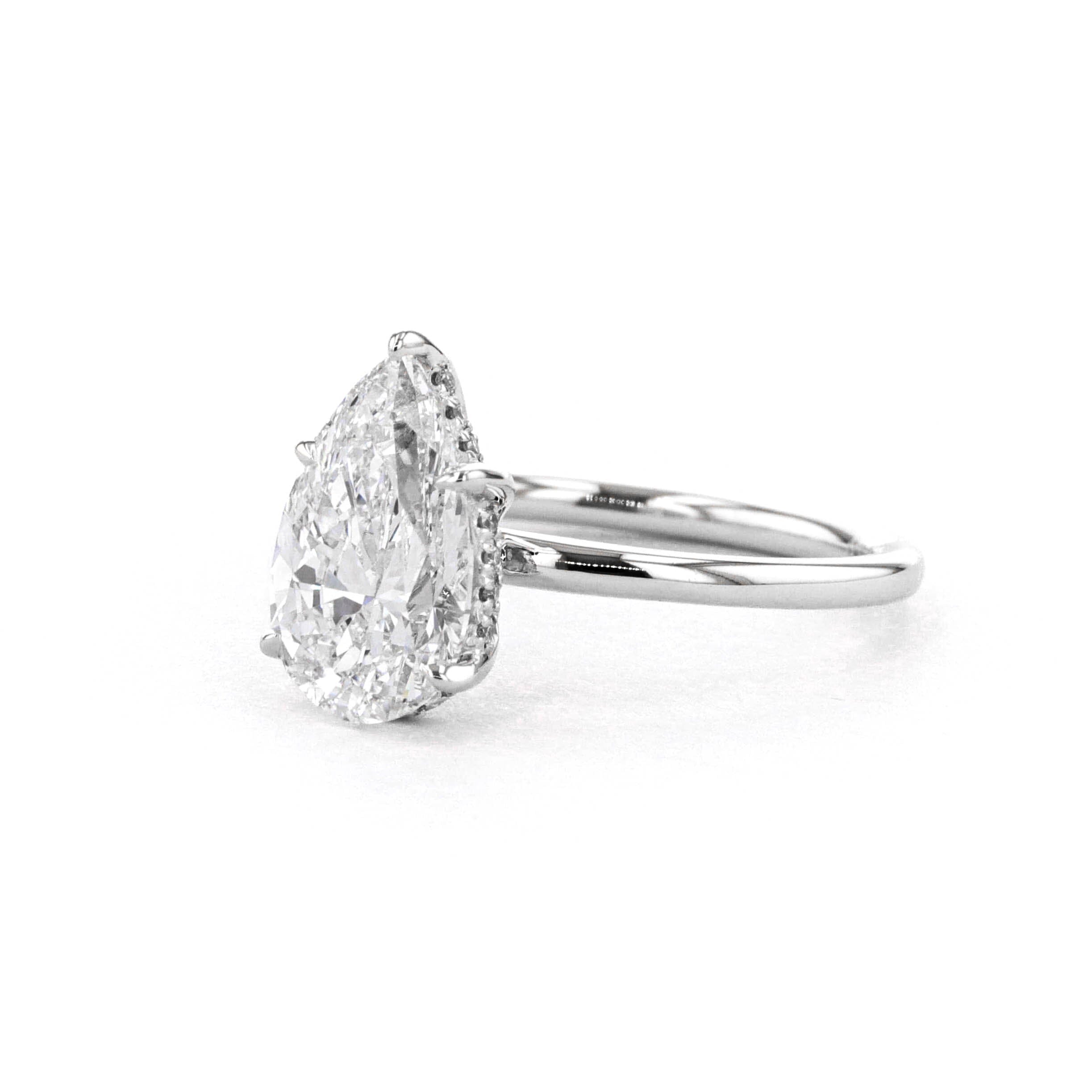 1.6mm Kayla Pear High Polish Engagement Rings Princess Bride Diamonds