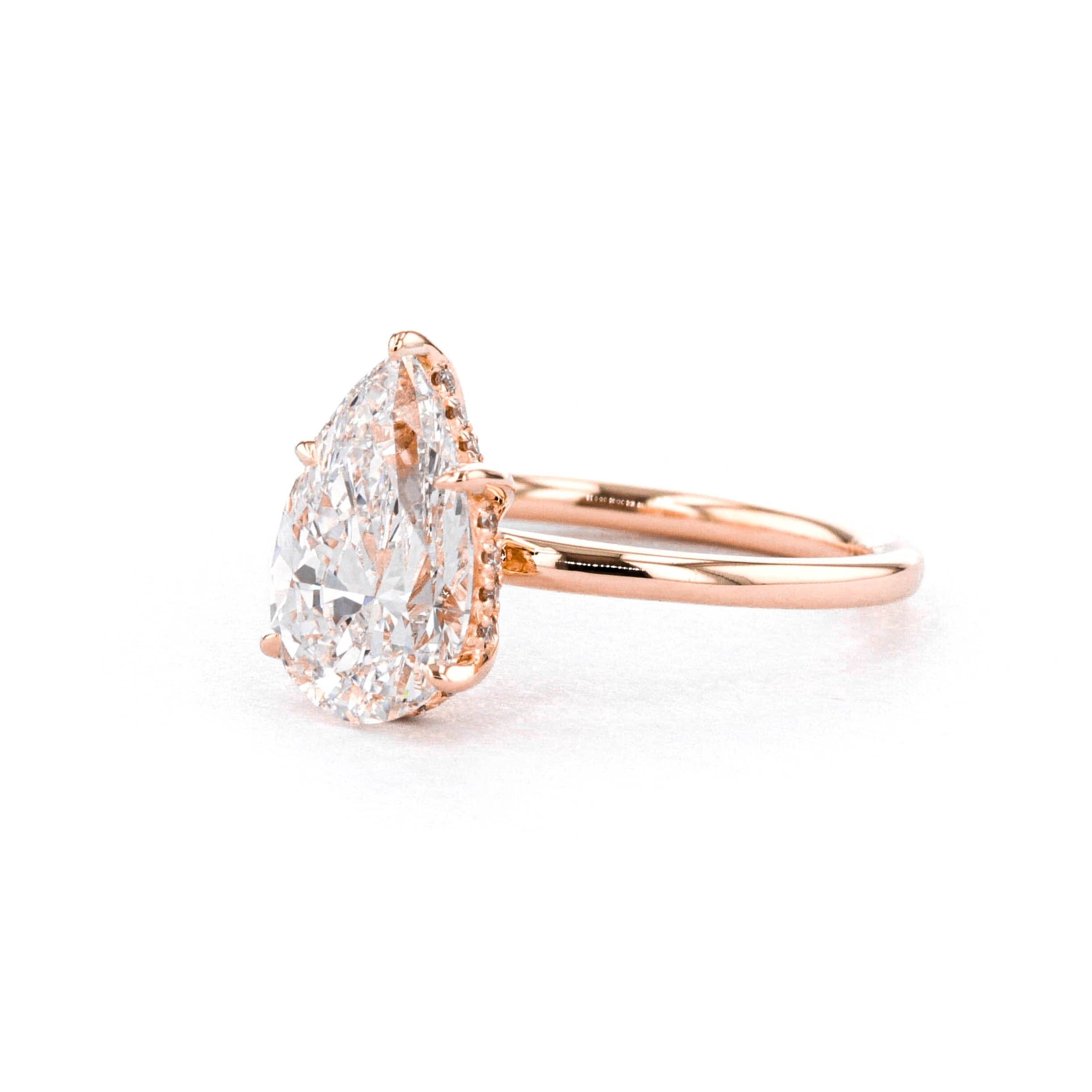 1.6mm Kayla Pear High Polish Engagement Rings Princess Bride Diamonds