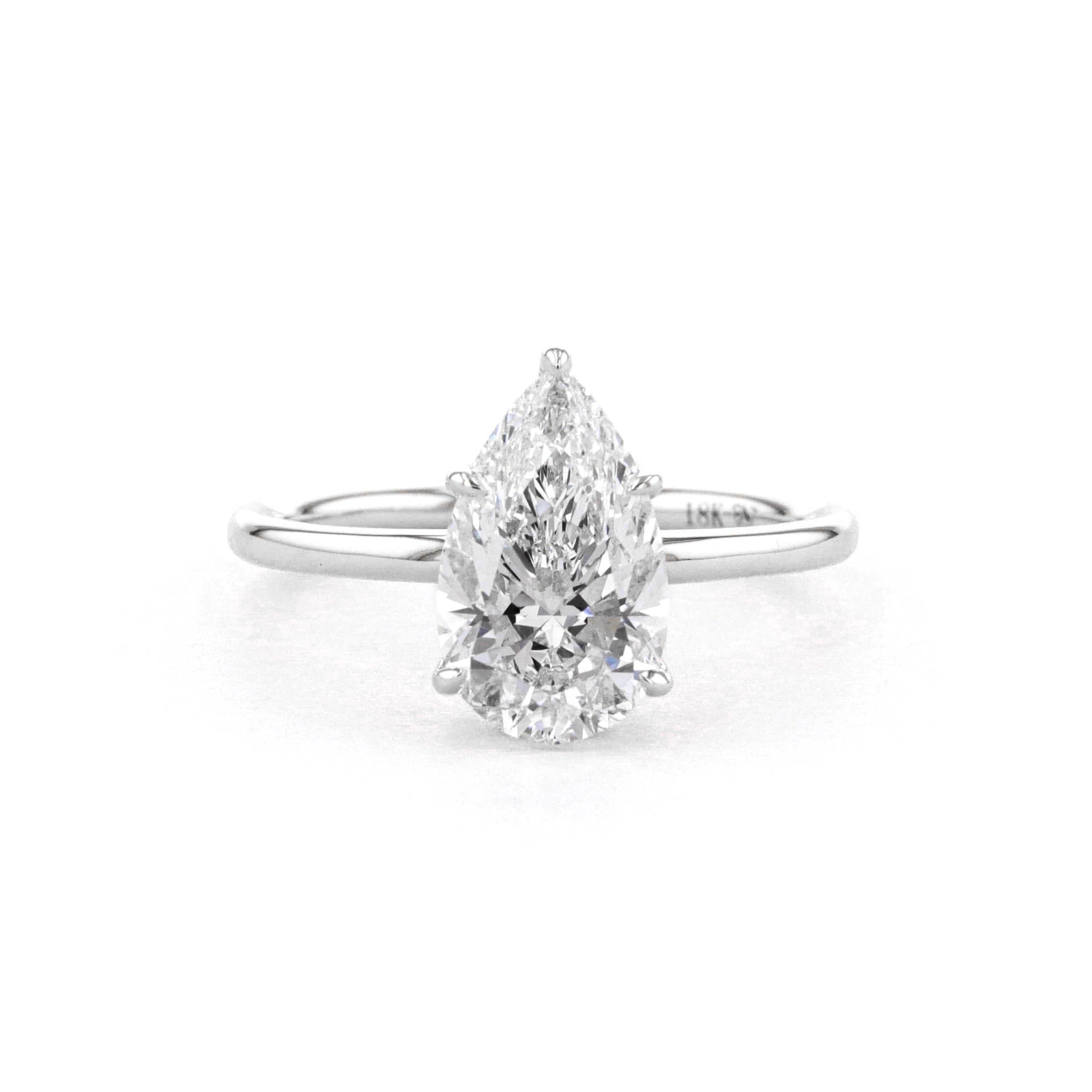 1.6mm Kayla Pear High Polish Engagement Rings Princess Bride Diamonds