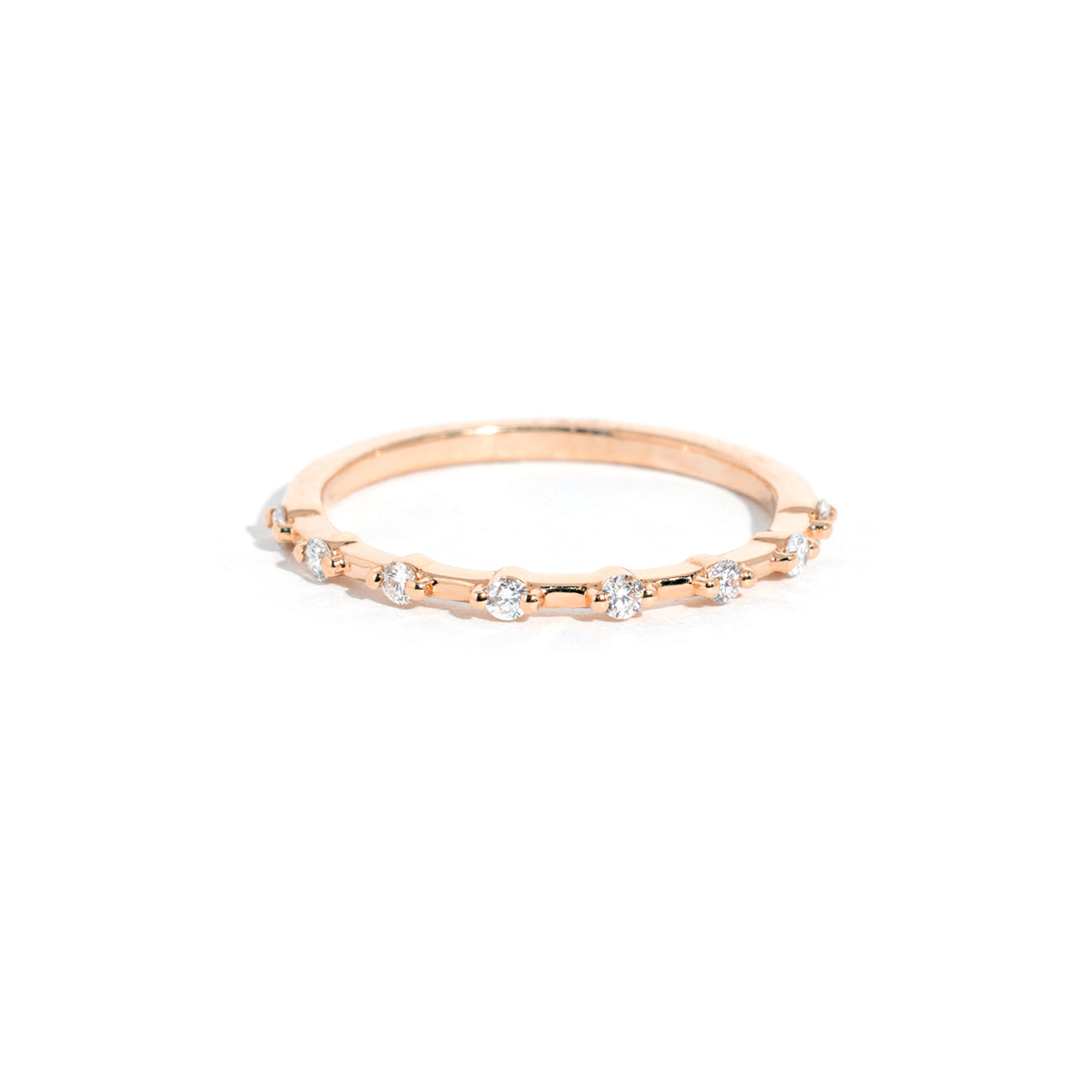 1.6mm Petite Daisy Diamond Band Rings Princess Bride Diamonds 3 14K Rose Gold