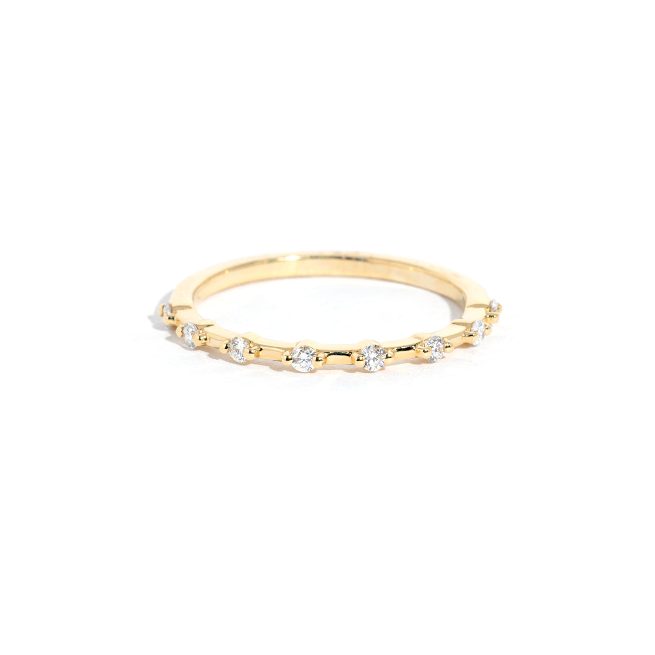 1.6mm Petite Daisy Diamond Band Rings Princess Bride Diamonds 3 14K Yellow Gold