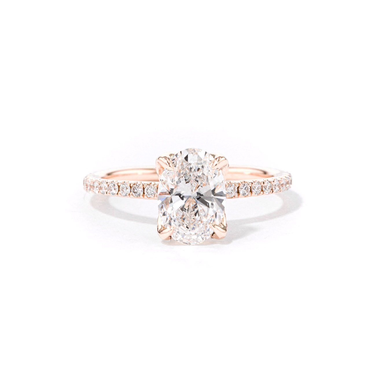 1.6mm Samantha Oval Engagement Rings Princess Bride Diamonds 3 14K Rose Gold