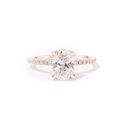 1.6mm Samantha Oval Engagement Rings Princess Bride Diamonds 3 14K Rose Gold