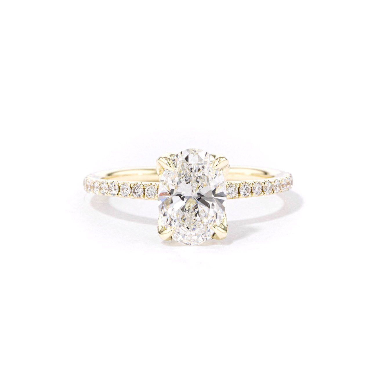 1.6mm Samantha Oval Engagement Rings Princess Bride Diamonds 3 14K Yellow Gold