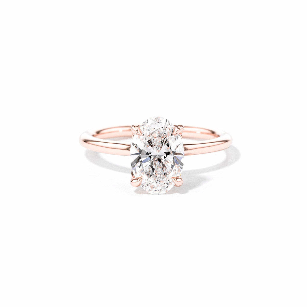 1.6mm Samantha Oval High Polish Engagement Rings Princess Bride Diamonds 3 14K Rose Gold