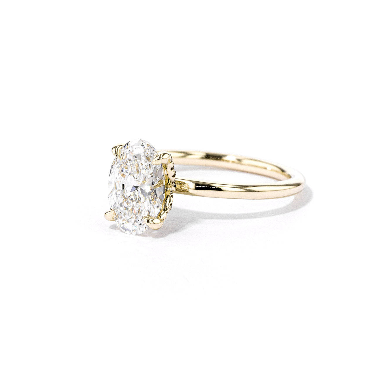 1.6mm Samantha Oval High Polish Engagement Rings Princess Bride Diamonds