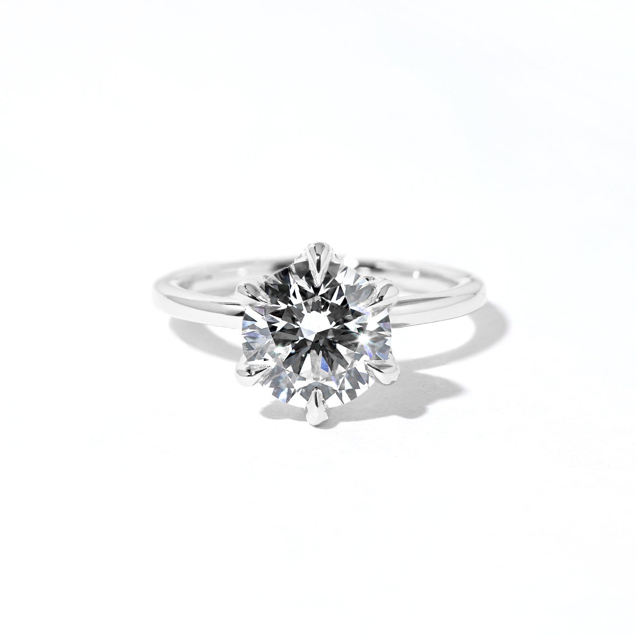 1.6mm Samantha Round High Polish Engagement Rings Princess Bride Diamonds 3 14K White Gold