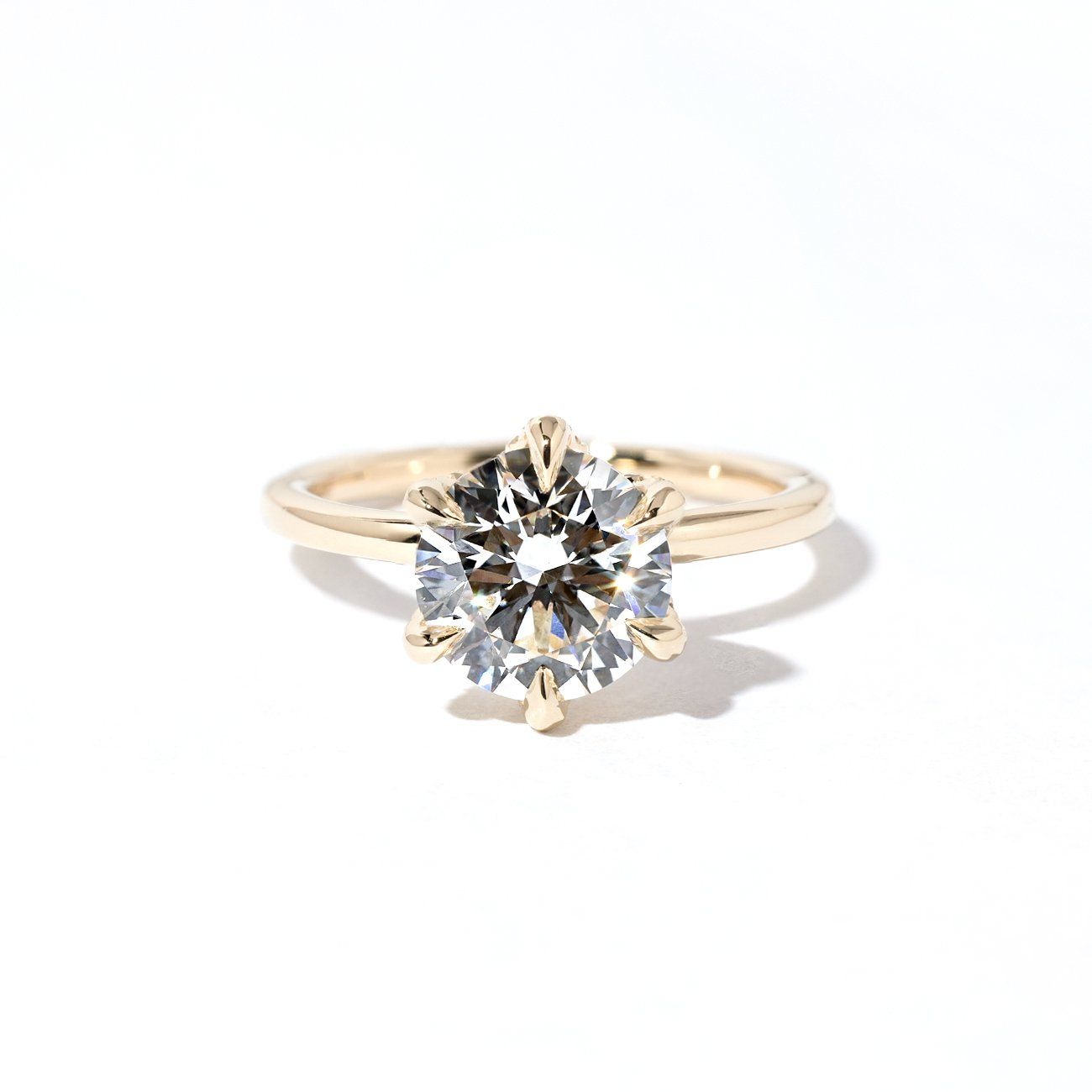 1.6mm Samantha Round High Polish Engagement Rings Princess Bride Diamonds 3 14K Yellow Gold