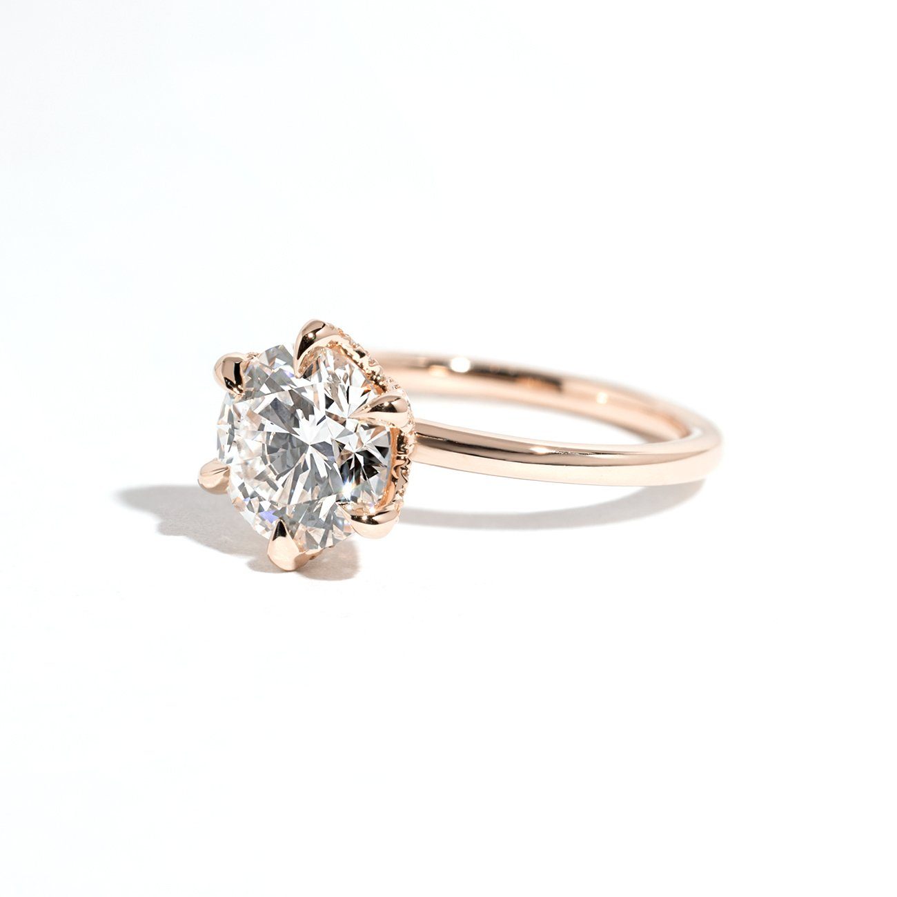 1.6mm Samantha Round High Polish Engagement Rings Princess Bride Diamonds