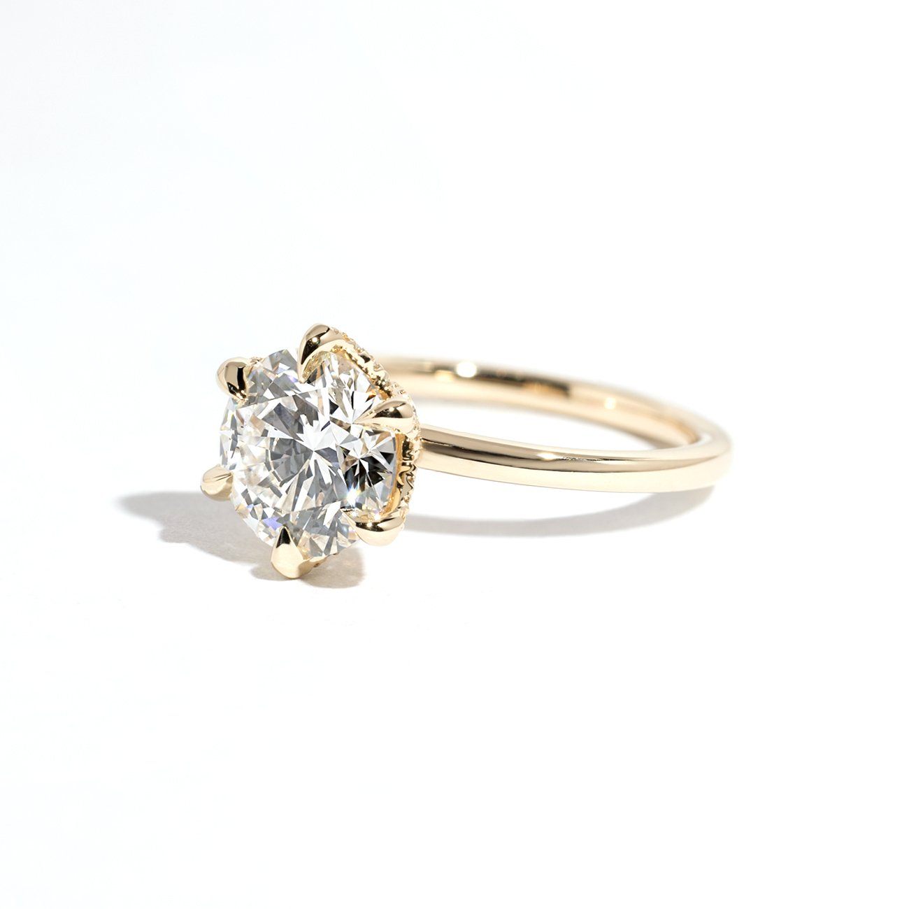 1.6mm Samantha Round High Polish Engagement Rings Princess Bride Diamonds